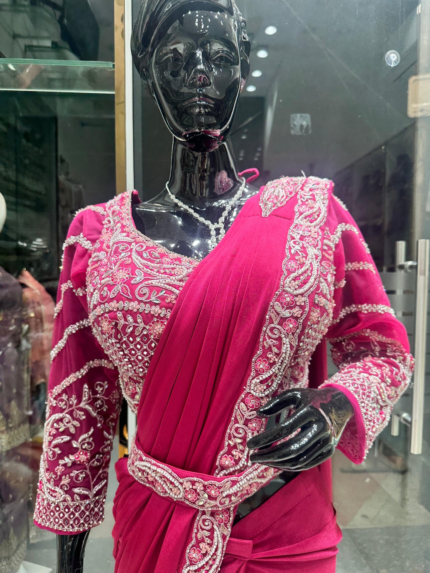 Royal pink half saree