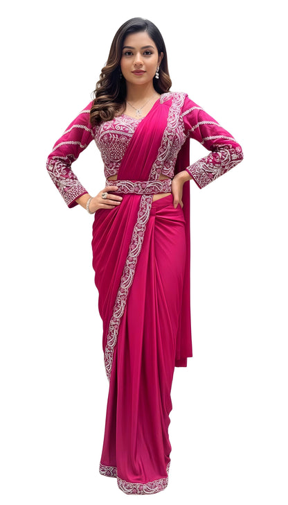 Royal pink half saree