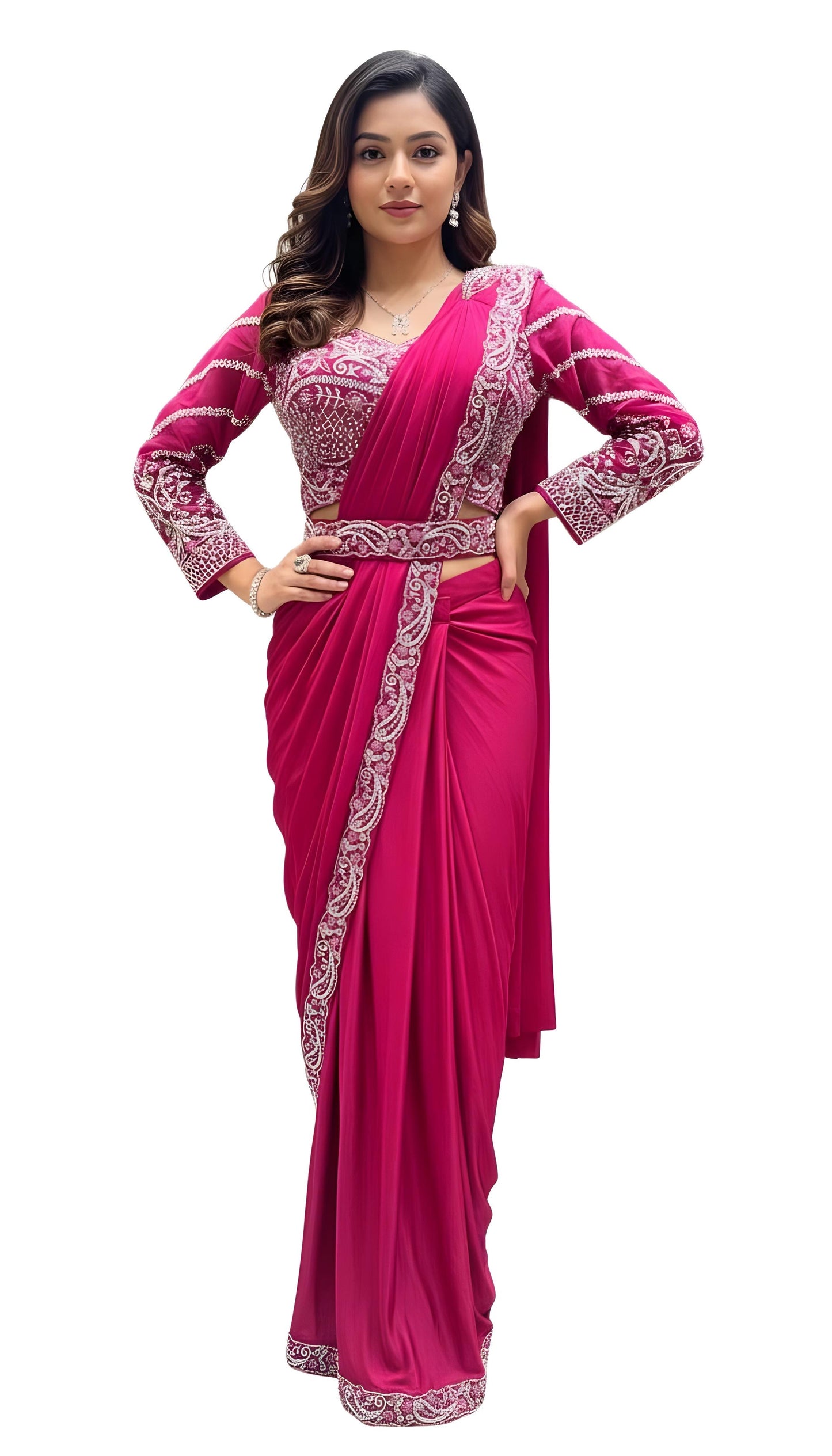 Royal pink half saree