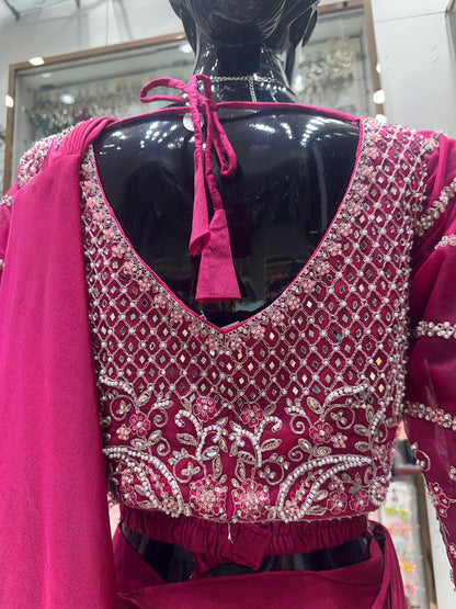 Royal pink half saree